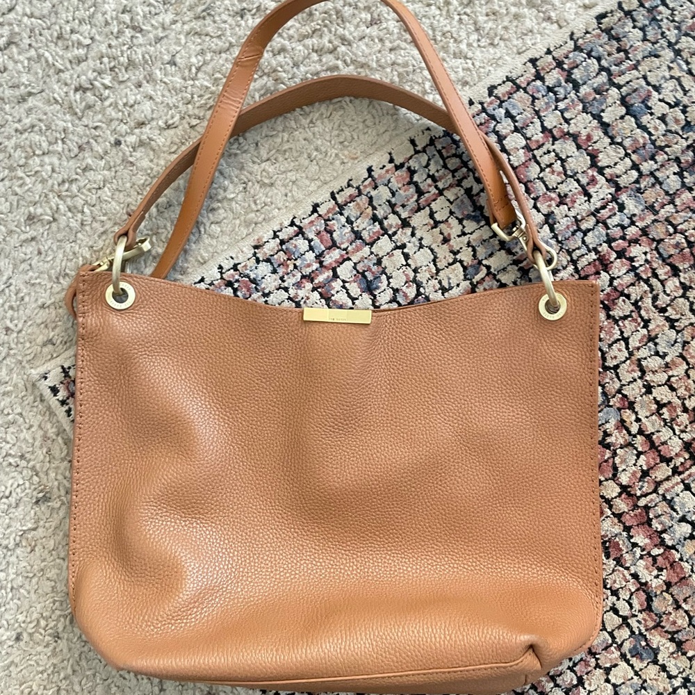 Ted Baker Tan pebbled Leather convertible crossbody / Shoulder Bag